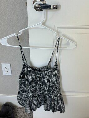 Gap Smocked Cami Black Gingham Size M